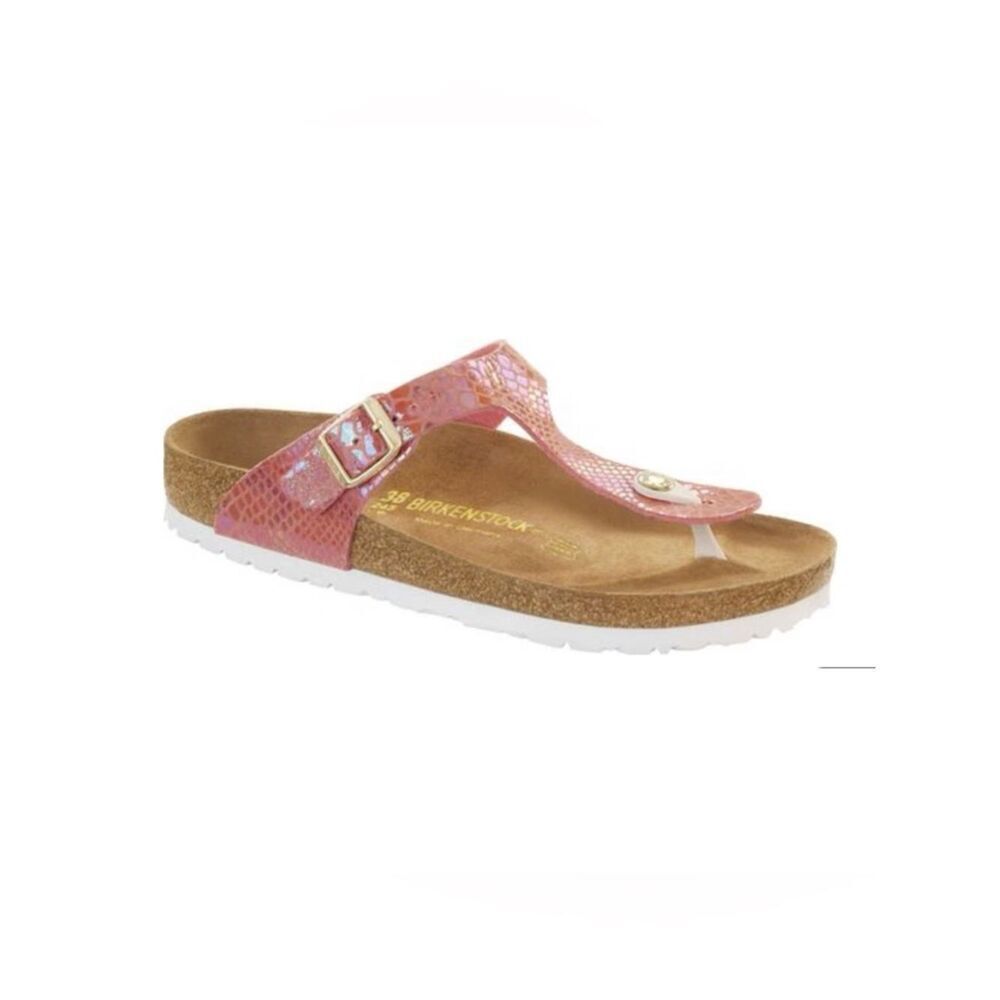 Birkenstock Pink Snake-Print Gizeh Thong Sandal Size 6